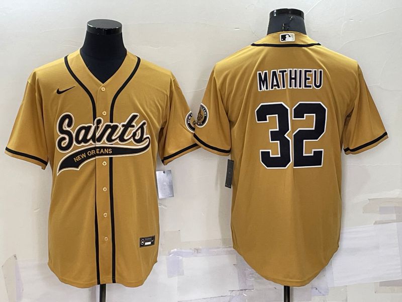 Men New Orleans Saints 32 Mathieu Yellow 2022 Nike Co branded NFL Jersey